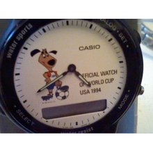 1994 50m Casio World Cup Dual Analog Lcd Time Watch Run