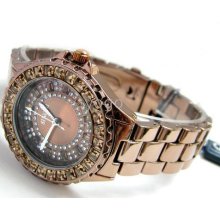 2010 New Style. Dark Gold Diamond Watches Czech Diamond Dial Quartz