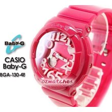 2012 Casio Baby-g Digital Neon Illuminator Bga-130-4b Bga-130-4bdr Pink