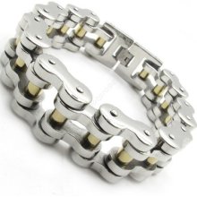 21mm Biker Gold Silver Polishing Motorbike Chain Men Boy's Bracelet Bangle