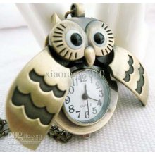 28pcs Fashion New Quartz Night Owl Pocket Watch Sweater Necklace Chr