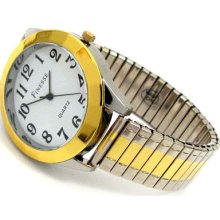 2tone Fancy Super Size Face Unisex Stretch Band Watch