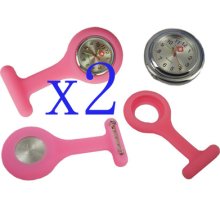 2x Pk Mini Silicone Nanny Nurse Brooch Watch Quartz