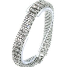 3 Row Iced Out Silver With Clear Cz Hip Hop Bling Bracelet - Best Deal