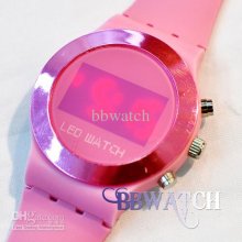 30pcs 3 Button Digital Unisex Led Mirror Fashion Round Watch Silicon