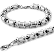 316l Stainless Steel Mens Bracelet Double Barrel Design - Matte