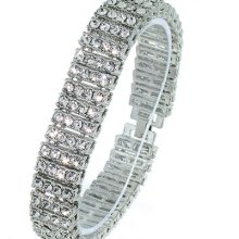 4 Row Iced Out Silver With Clear Cz Hip Hop Bling Bracelet - Best Deal