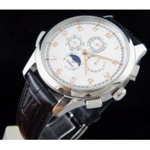 44mm Parnis White Globe Dial Golden Number Automatic Mechanical Mens Watch Pn248