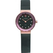 456SRM Skagen Ladies Charcoal Rose Gold Watch