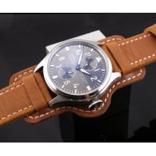 47mm Parnis Gray Dial Big Pilot Power Reserve Sandy Gray Chronometer Watch I008e