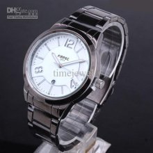 5pcs Luxury Wristwatch N0436 Unisex White Face Black Paint Strap Dat