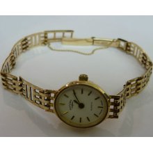 9ct Gold Ladies Quartz Rotary Watch With Solid 9ct Gold Strap