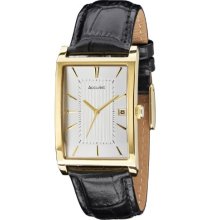 Accurist Men's Quartz Watch With Silver Dial Analogue Display And Black Leather Strap Ms892s