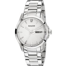 Accurist Men's Quartz Watch With White Dial Analogue Display And Silver Stainless Steel Bracelet Mb987w