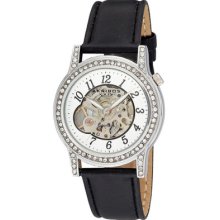 Akribos Xxiv Ak475bk Skeleton Automatic Black Strap Womens Watch