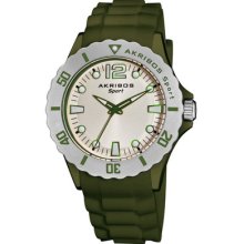 Akribos Xxiv Ak536gn Luminous Quartz Green Silicon Strap Womens Watch