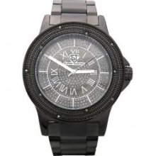 All Black Metal Super Techno Real Diamond Watch