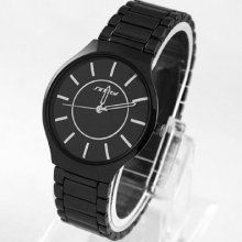 All Black Steel Mens Quartz Casual Wrist Watch Hours Brief Design Fashion