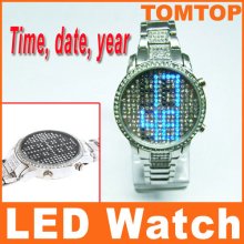 Alloy Waterproof Sport LED Digital Wrist Watch Clock Crystal Lady Men Silver