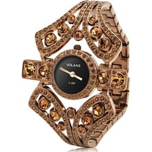 Analog Women's Alloy Quartz Bracelet Watch with Czekh Diamond (Brown)gz0001011