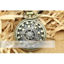 antique pocket watch necklace with Decorative pattern The compass mens jewellery