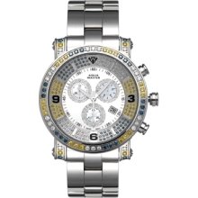 Aqua Master Men's Diamond Power Watch with One Row Yellow White and