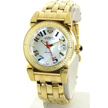 Aqua Master MOP Dial Gold Tone Diamond Womens Watch W88 J 6