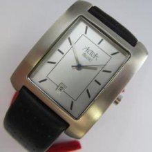 Aqua Rectangle Shaped N.o.s. Gents Watch Silver Dial