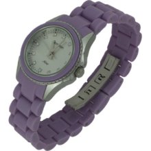 Armitron 753974svlv Swarovski Now Silver Purple Resin Bracelet Watch