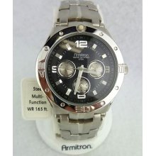 Armitron Mens Watch Model 20-4546bksv Stainless Steel Multi-function - A20r