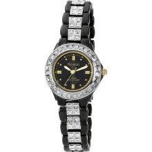 Armitron Women's NOW Black IP-Plated Dress Watch, Crystal Embedded