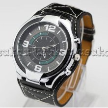 Arrive Men's Round Big Case Style Quartz Battery Fashion Wrist Watch Watches