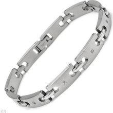 Attractive Gentlemens Bracelet With Genuine Diamond In Stainless Steel .