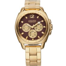 Auth Coach Boyfriend Multifunction Gold Tone Ladies Watch Bracelet 14501440