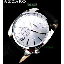 Azzaro Men's Seventies Silver Dial Black Leather Strap Luxury Watch $725.00