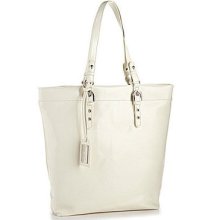 Badgley Mischka White Leather Shopper Tote Handbag Bag Patent Angelica $268+