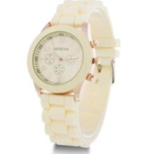 Baginc Jelly Watch Silicone Bracelet Candy Color Beige