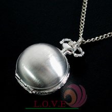 Ball Shape Silver Polished Necklace Quartz Pocket Watch