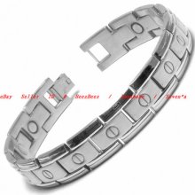 Bbr0283 Stainless Steel Silver Tone Screw Chain Link Bangle Bracelet