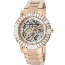 Bcbgmaxazria Watch Bg8293 Women's Enchante Automatic White Crystal Rose Gold