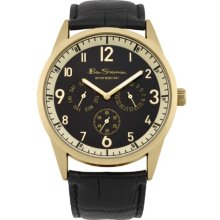 Ben Sherman Men's Quartz Watch With Black Dial Analogue Display And Black Leather Strap R909