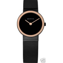 Bering Womens Black Stainless Steel Watch Sapphire Crystal Mesh 10126-226