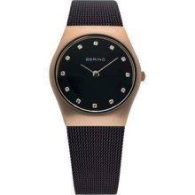 Bering Womens Classic Watch Mesh Band Rose Gold Bezel 11927-262