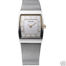 Bering Womens Square Face Wrist Watch Sapphire Crystal Mesh Band 11219-000