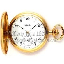 Bernex 22102a 17J Swiss 6498 Gold Plated HC Pocket Watch - AN