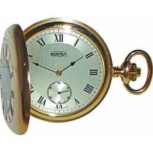 Bernex Swiss Made Mechanical Gold Plate Demi Hunter Pocket Watch