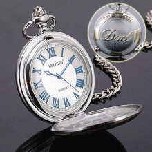 Best Gift For Great Father Mens Quartz Pocket Watch Stainless Steel