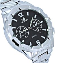 Big Dial Luxury Fabulous Stainless Gents Men's Wrist Watch Sn25