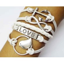 Bird bracelets,Infinity bracelets,Anchor bracelets,letter Love bracelets,white bracelets,leather bracelets