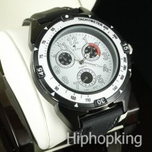 Black & White Super Cool Rapper Style Hip Hop Watch 6 Delicate Pilot Hands